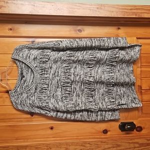 Express Heather Fringe Long Sleeve Sweater